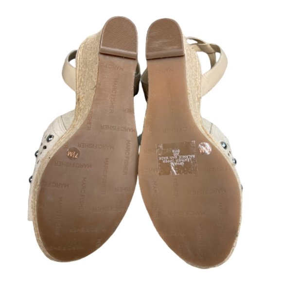 Marc Fisher Tan Hata Suede Studded Wedge Sandals - Picture 10 of 10